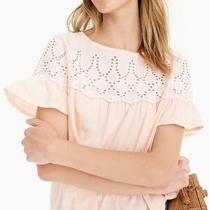 J. Crew Eyelet Top Vintage Cotton Pale Pink XS